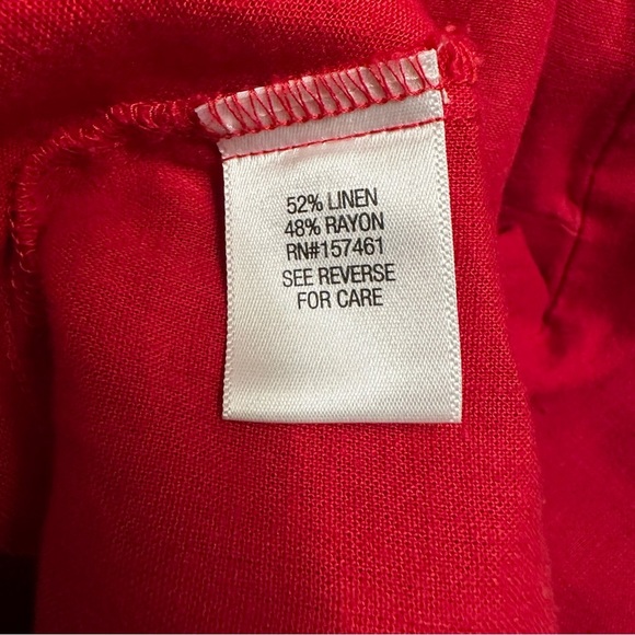 Dana Buchman linen blend red sleeveless top Size L Button down with embroidery - Picture 8 of 9